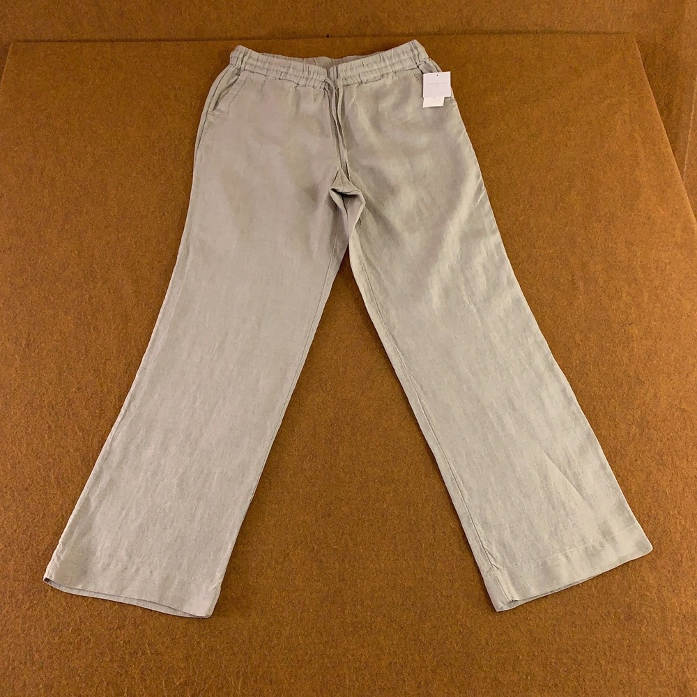 Charter Club Womens Petite Medium Flax 100% Linen Straight Leg Pants NWT *Flaw